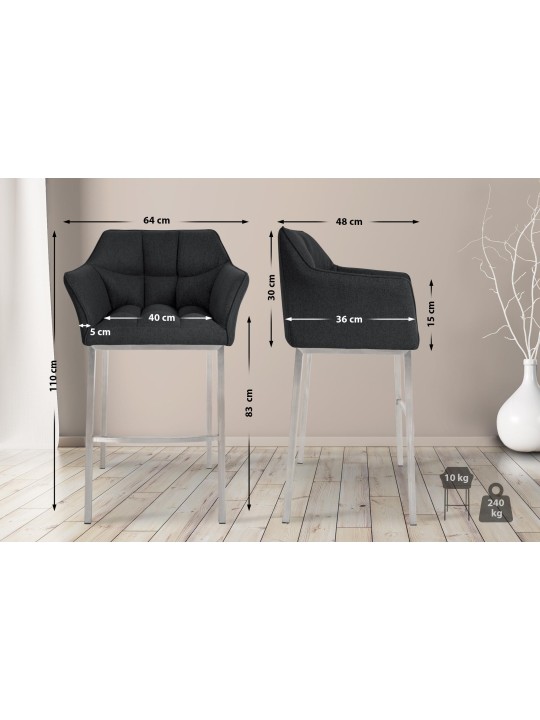 Barstol Damaso E filt med 4 fods stel, antracit Barstol Damaso E filt med 4 fods stel, antracit