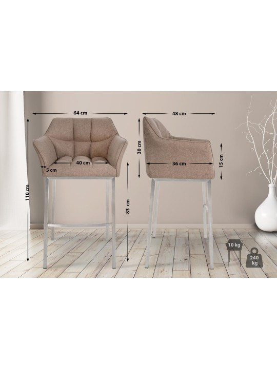 Barstol Damaso E filt med 4 fods stel, taupe Barstol Damaso E filt med 4 fods stel, taupe