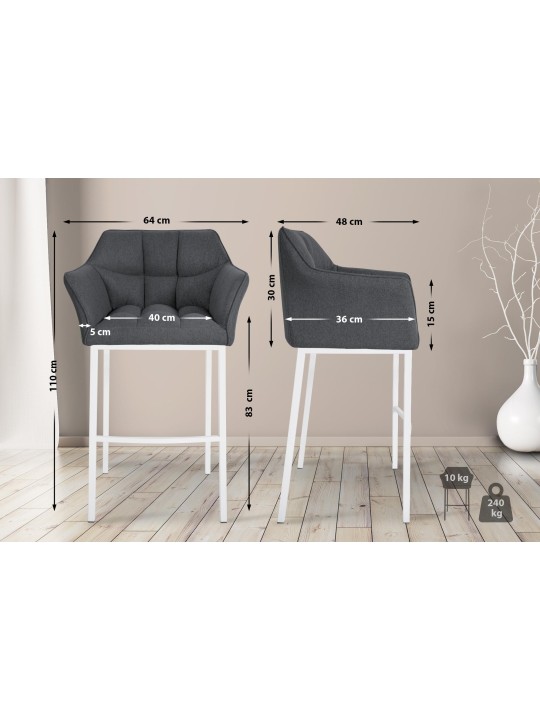 Barstol Damaso W filt med 4 fods stel, grå Barstol Damaso W filt med 4 fods stel, grå