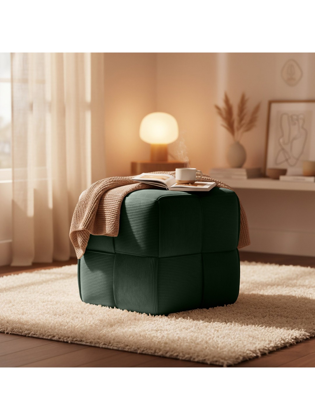 Taburet Forinta Cord, mørkegrøn