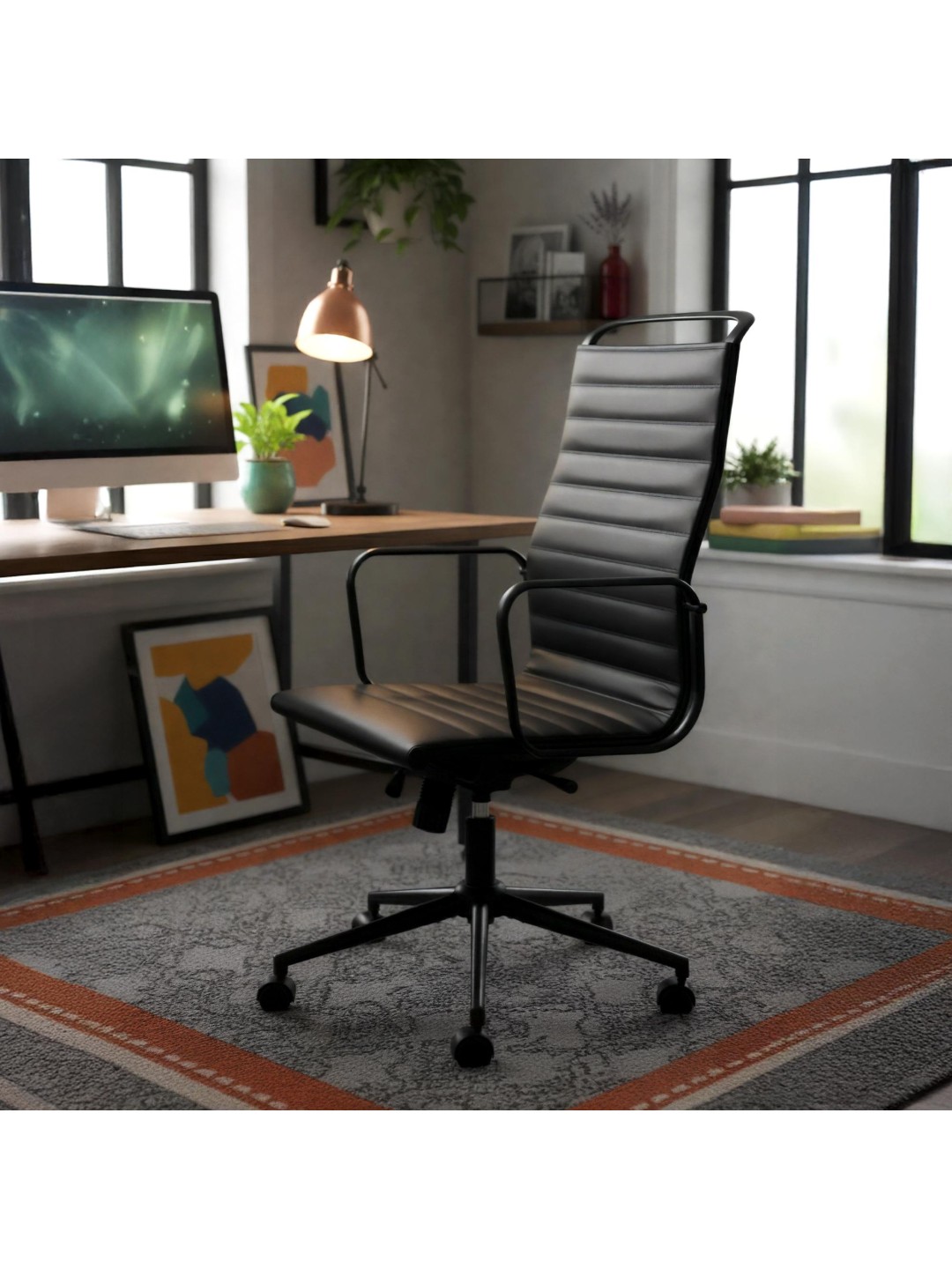 Kontorstol Nelson imiteret læder, sort