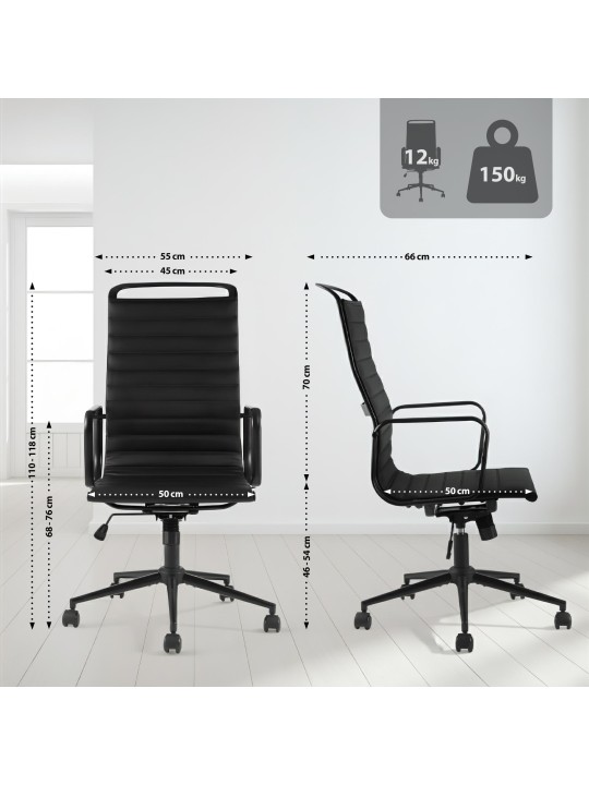 Kontorstol Nelson imiteret læder, sort