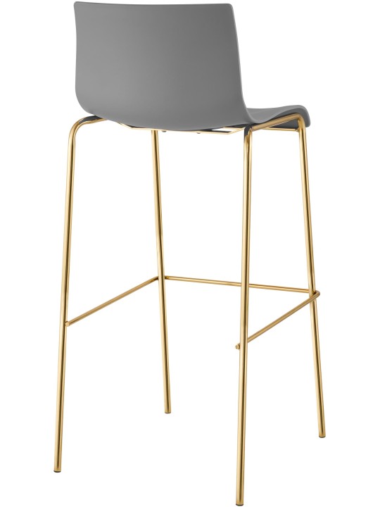 Barstol Hoover plast 4-fods guld, grå Barstol Hoover plast 4-fods guld, grå