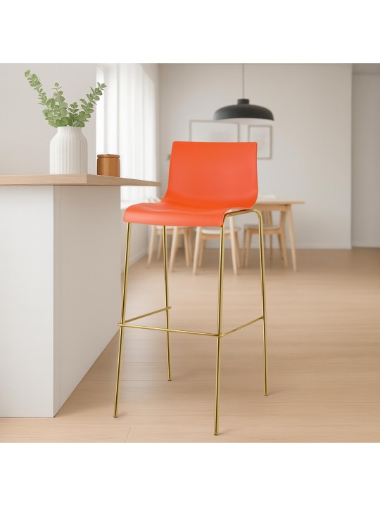 Barstol Hoover plast 4-fods guld, orange Barstol Hoover plast 4-fods guld, orange