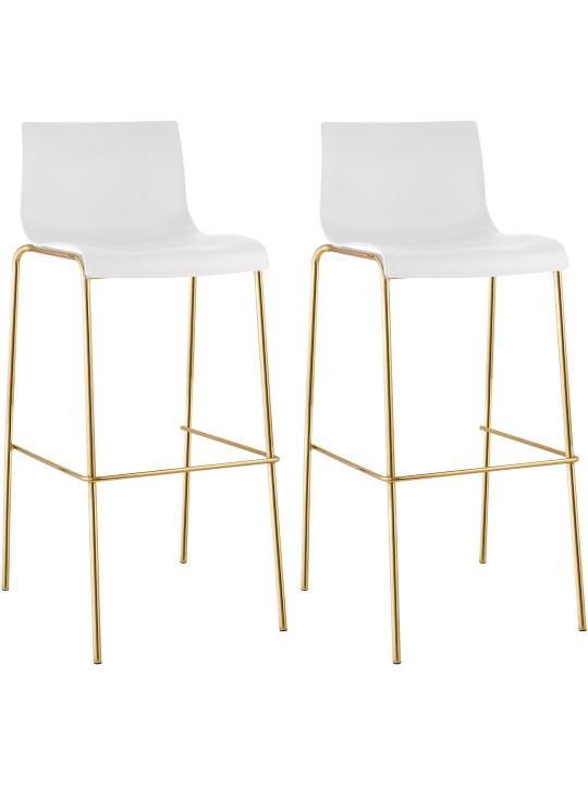 Sæt med 2 barstole Hoover plastik 4-fods guld, hvid