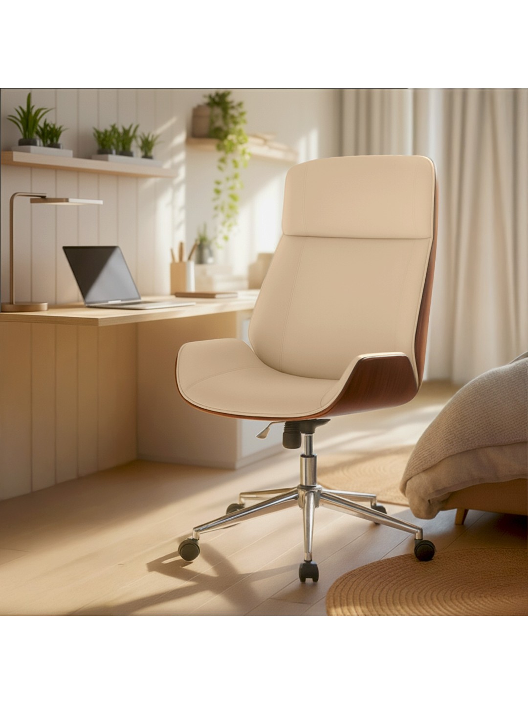 Kontorstol Varel imiteret læder, valnød/creme