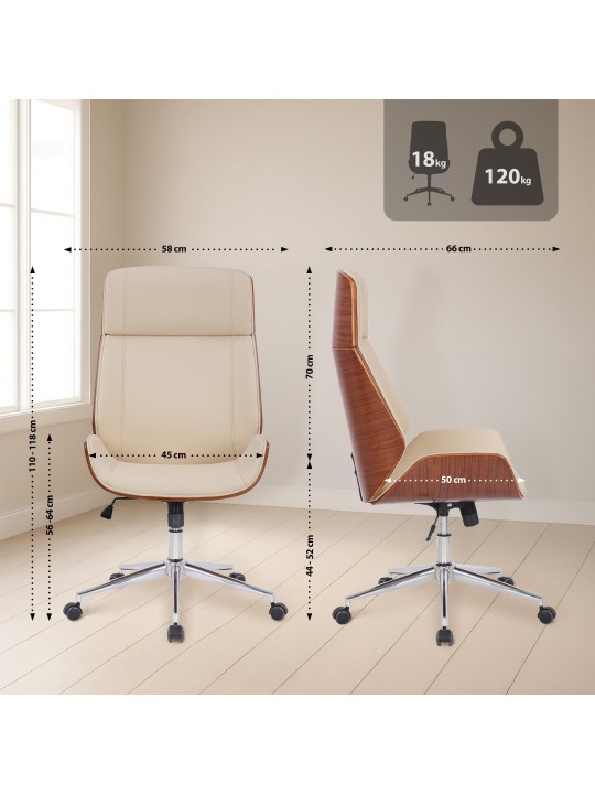 Kontorstol Varel imiteret læder, valnød/creme Kontorstol Varel imiteret læder, valnød/creme