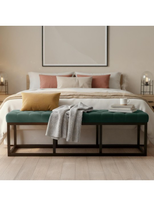 Bænk Polson fløjl 150 cm, grøn