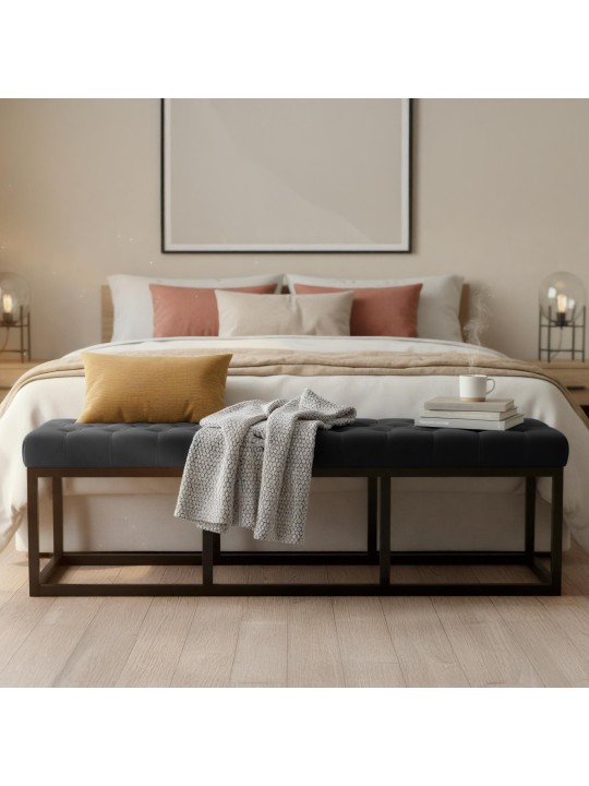 Bænk Polson fløjl 150 cm, sort