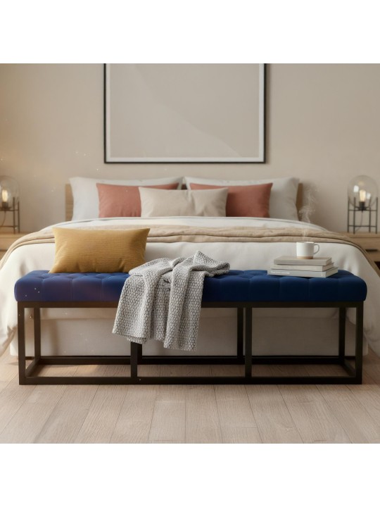 Bænk Polson fløjl 150 cm, blå