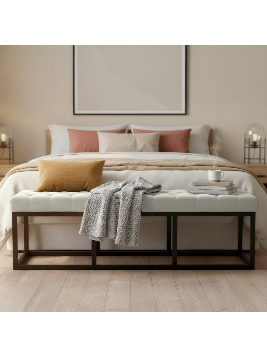 Bænk Polson fløjl 150 cm, creme Bænk Polson fløjl 150 cm, creme