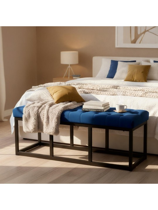 Bænk Polson fløjl 120 cm, blå