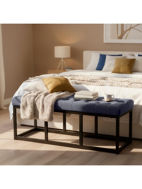 Bænk Polson fløjl 120 cm, grå