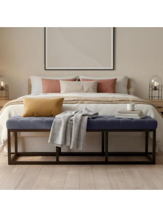 Bænk Polson fløjl 150 cm, grå