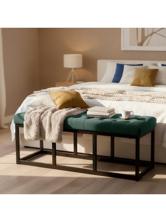 Bænk Polson fløjl 120 cm, grøn Bænk Polson fløjl 120 cm, grøn