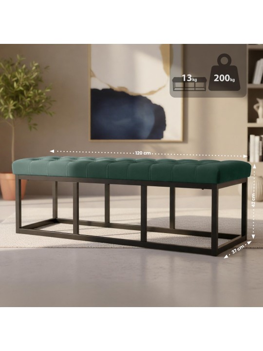 Bænk Polson fløjl 120 cm, grøn Bænk Polson fløjl 120 cm, grøn