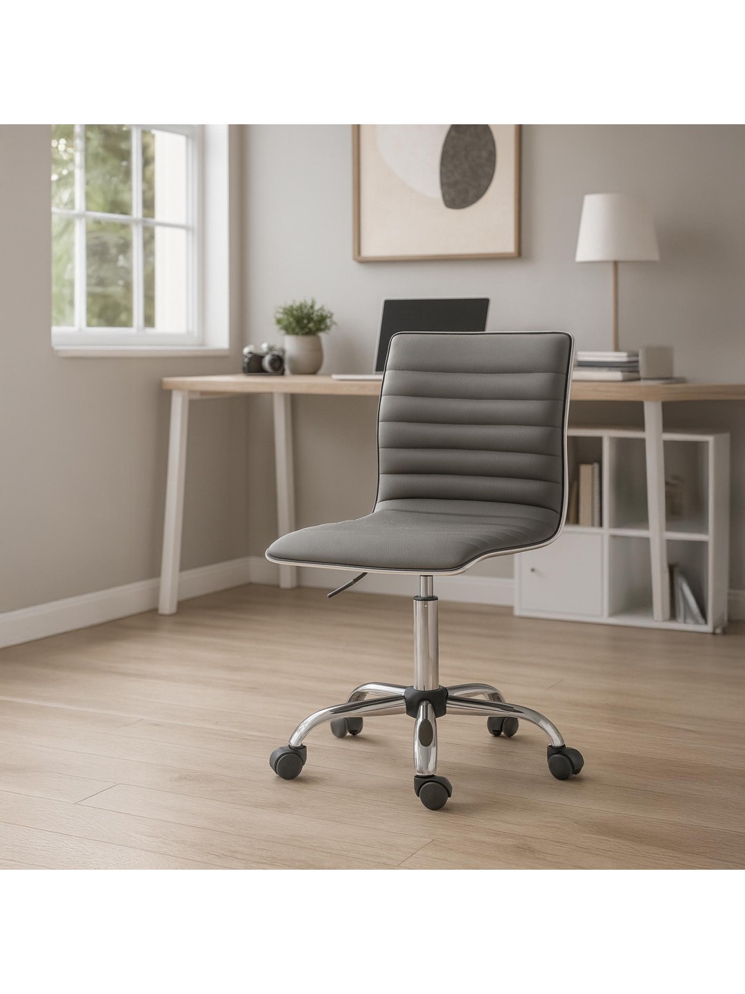 Arbejdsskammel Alamosa imiteret læder, grå