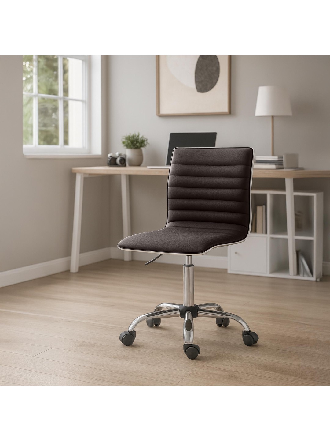 Arbejdsskammel Alamosa imiteret læder, brun