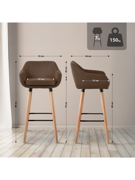 Barstol Grant stof, brun