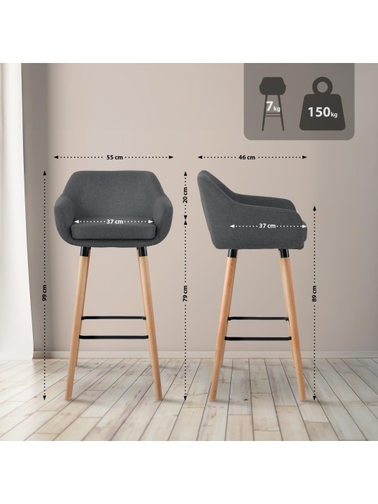 Barstol Grant stof, mørkegrå