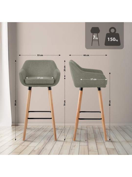 Barstol Grant stof, lysegrå