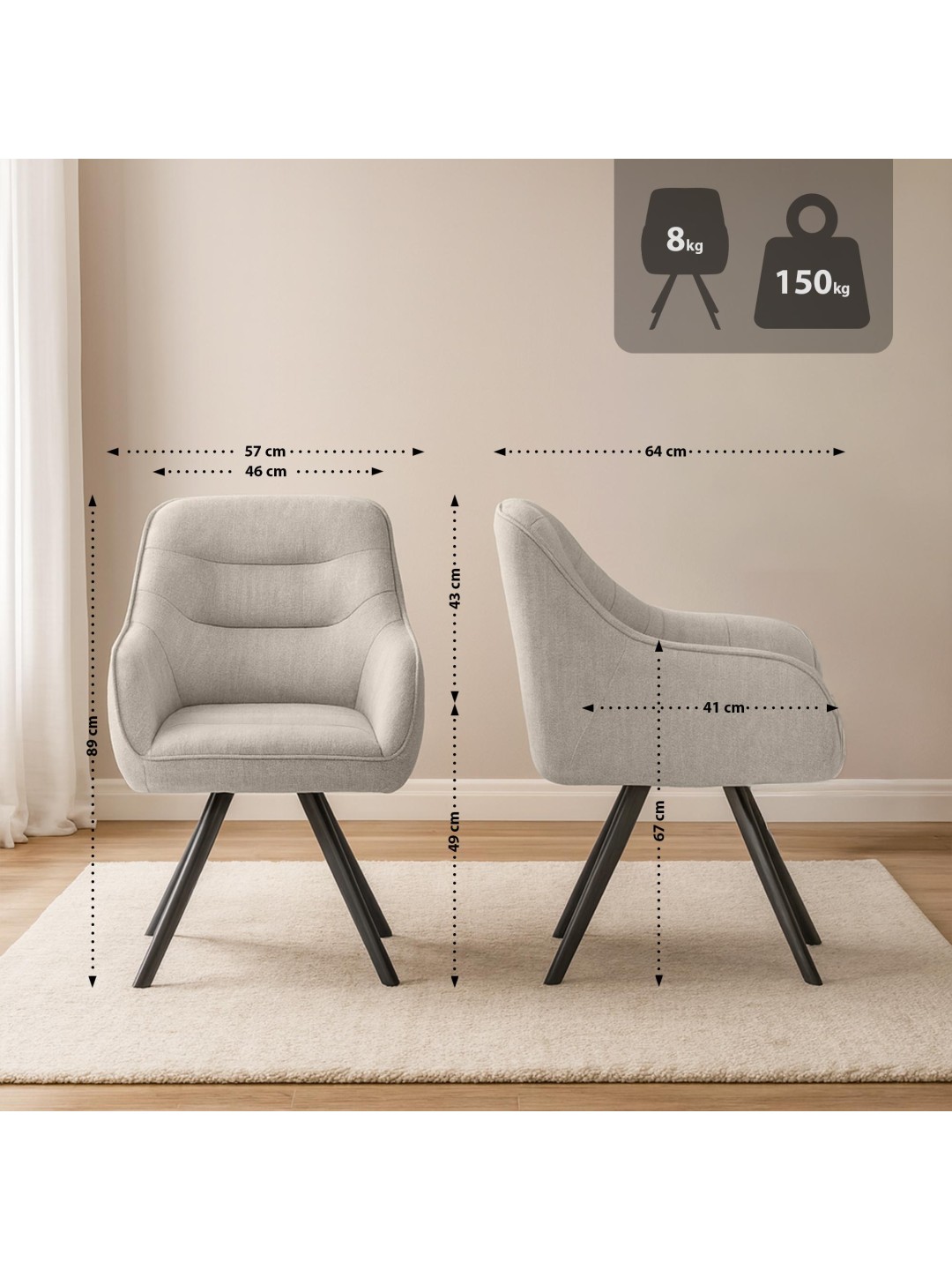 Stol Pettuli stof, creme