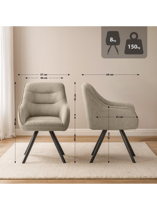 Stol Pettuli stof, taupe