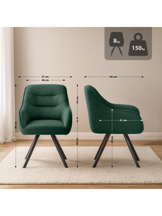 Stol Pettuli stof, grøn