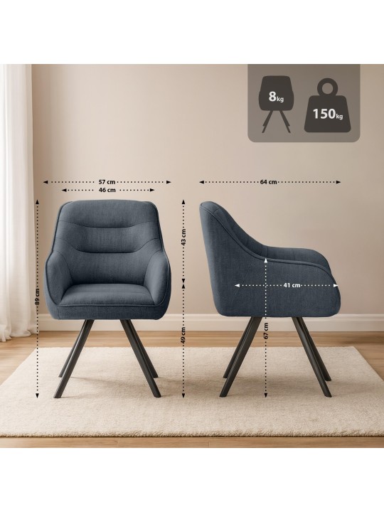 Stol Pettuli stof, mørkegrå