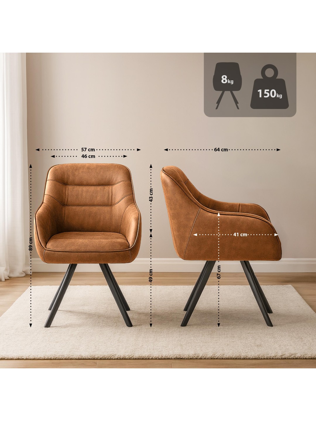 Stol Pettuli Vintage, lysebrun