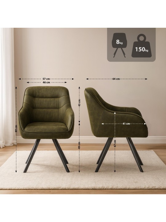 Stol Pettuli Vintage, antik grøn