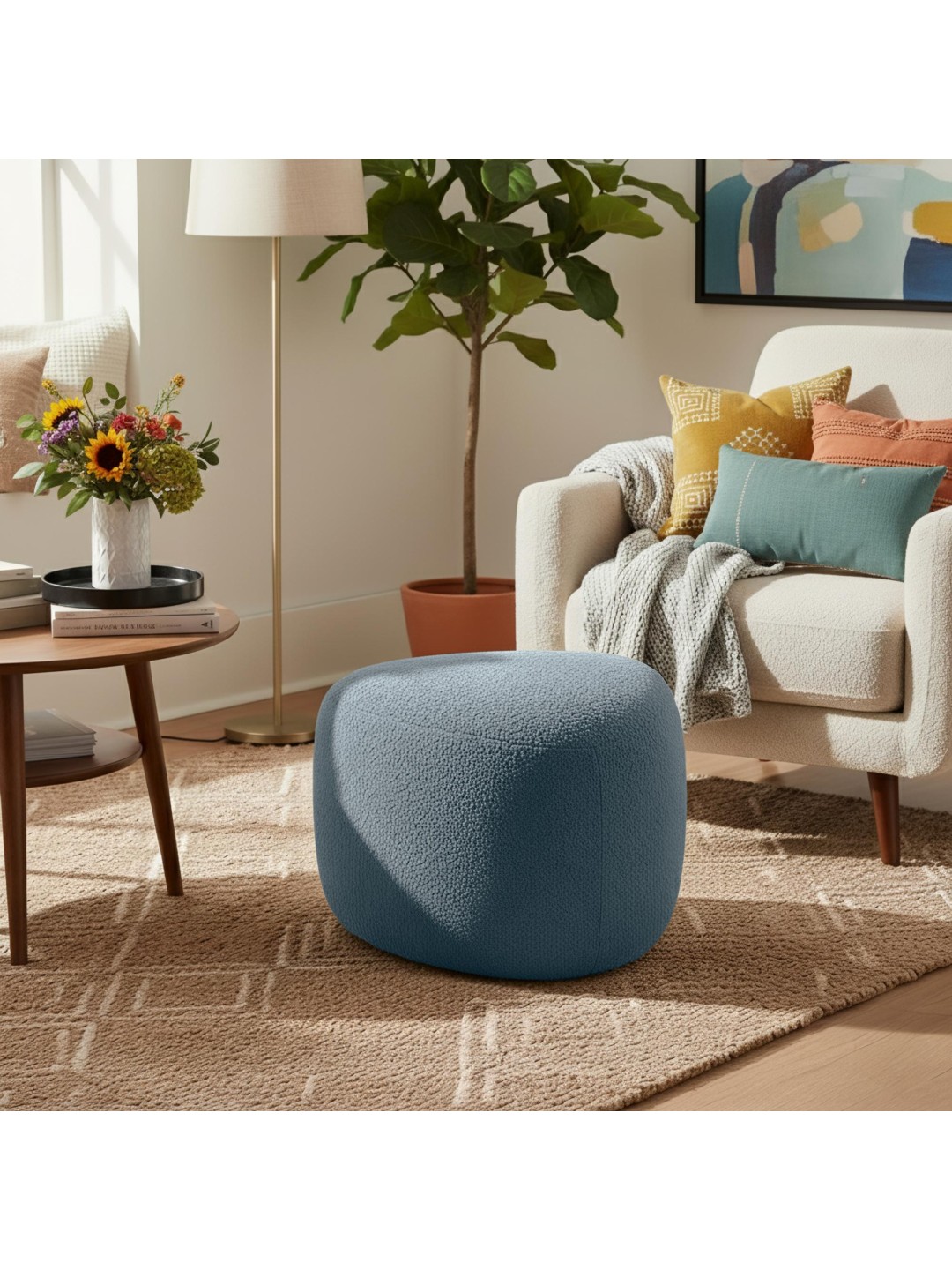 Taburet Alfrisa Teddy, mørkegrå