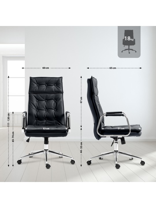 Kontorstol Sotira ægte læder, sort