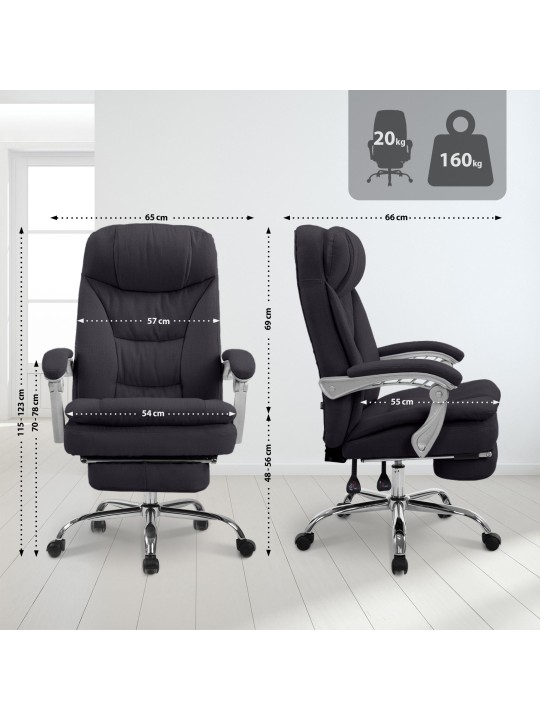 XL kontorstol Troy stof, sort