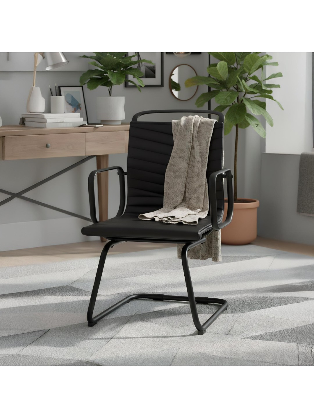 Besøgsstol Tomkin imiteret læder, sort