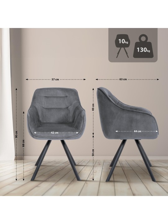 Stol Russel fløjl, mørkegrå Stol Russel fløjl, mørkegrå