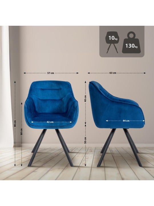 Stol Russel fløjl, blå