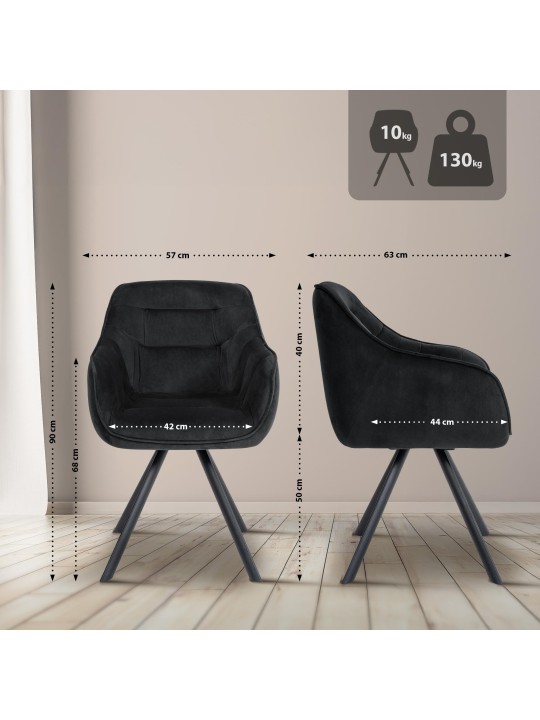 Stol Russel fløjl, sort Stol Russel fløjl, sort