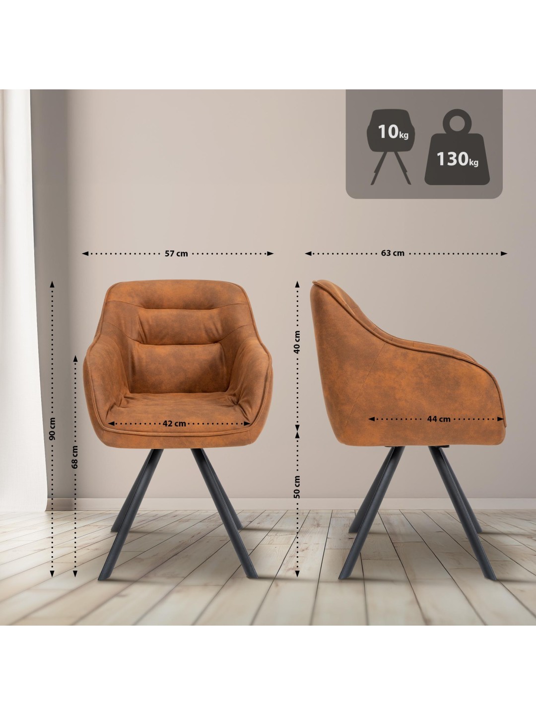 Stol Russel Vintage, lysebrun