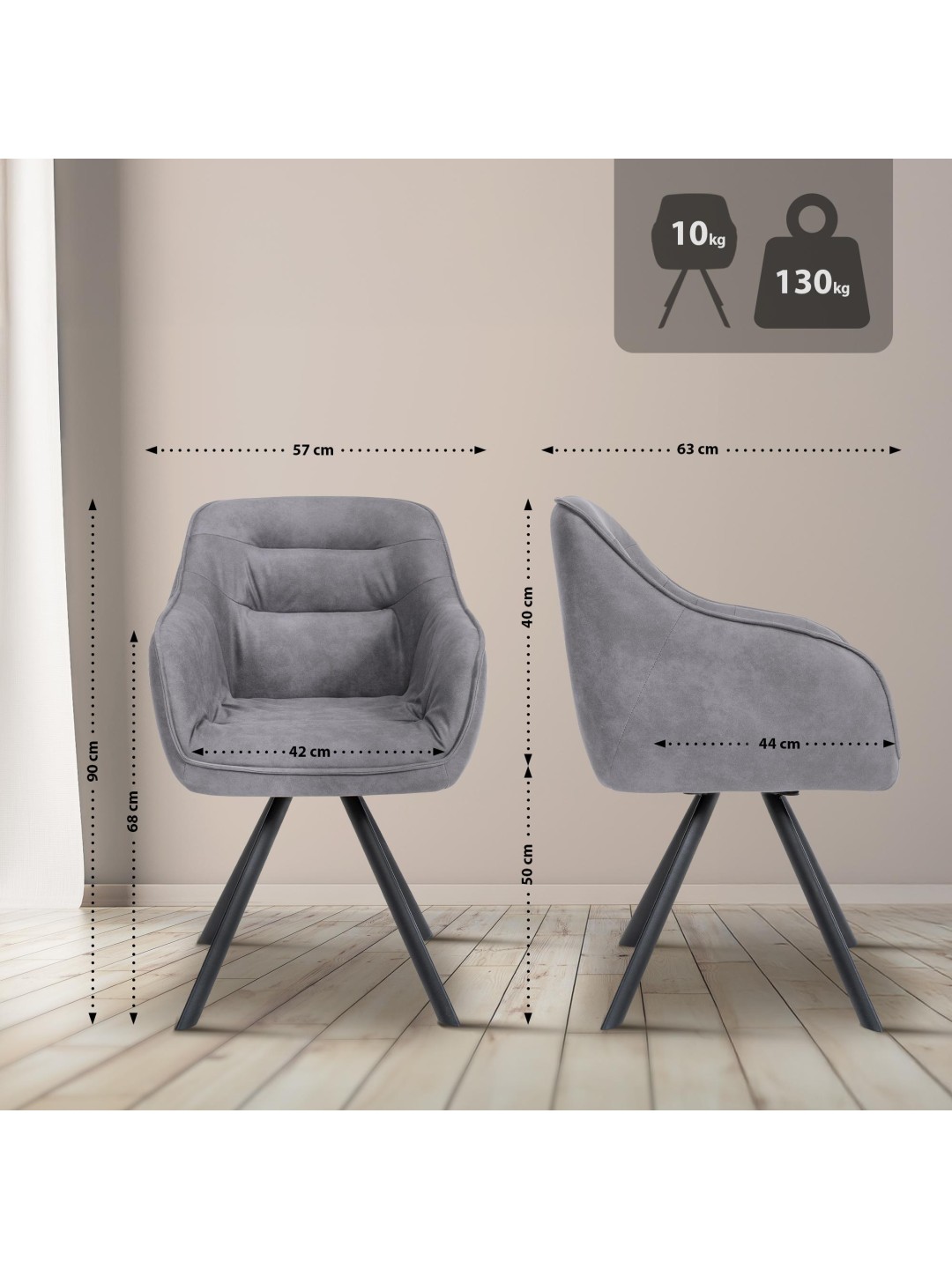 Stol Russel Vintage, grå