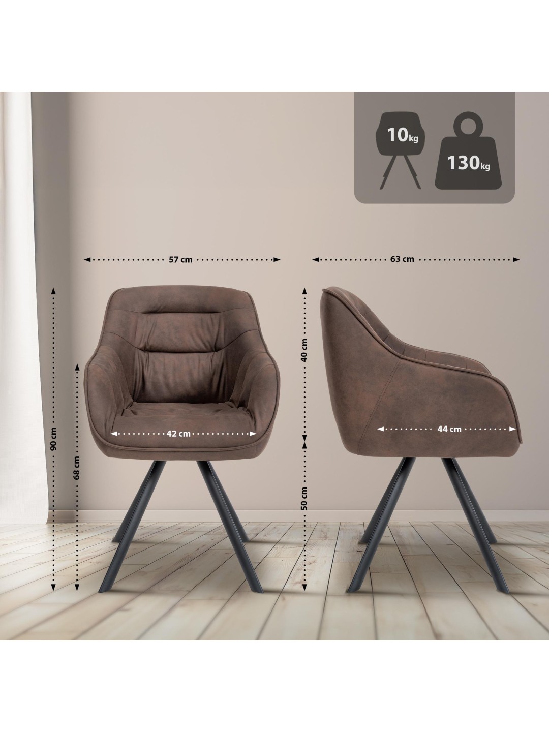 Stol Russel Vintage, brun