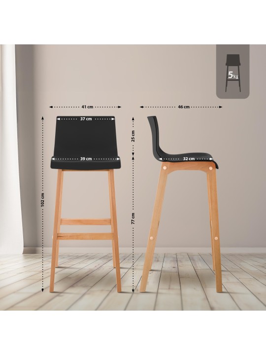 Barstol Hoover Natura 4-fods stel, sort Barstol Hoover Natura 4-fods stel, sort