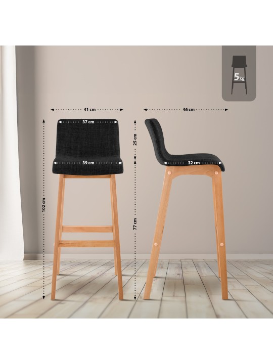 Barstol Hoover stof Natura, mørkegrå