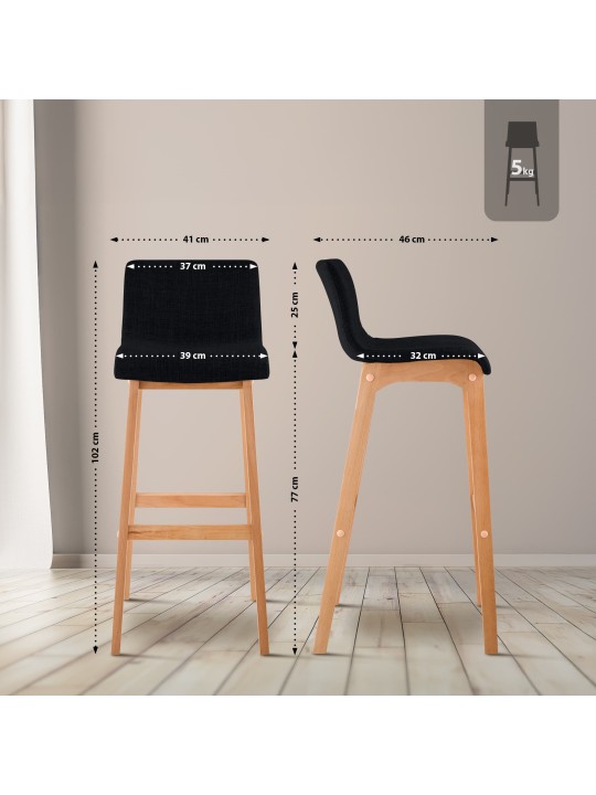 Barstol Hoover stof Natura, sort