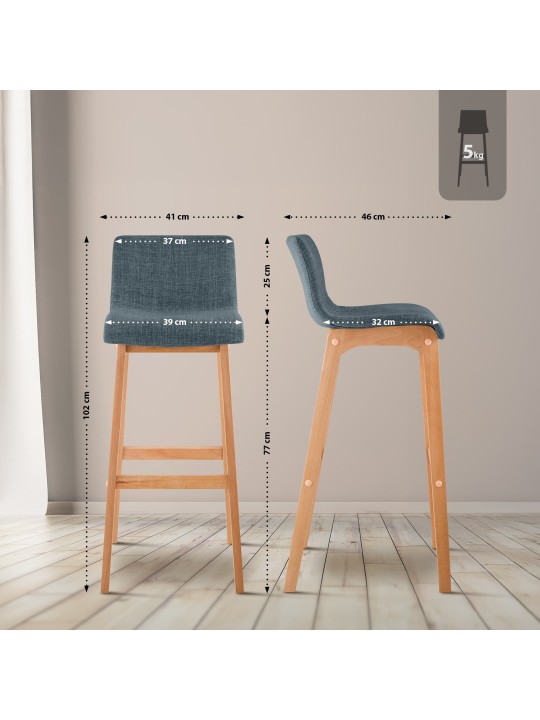 Sæt med 2 barstole Hoover stof Natura, blå