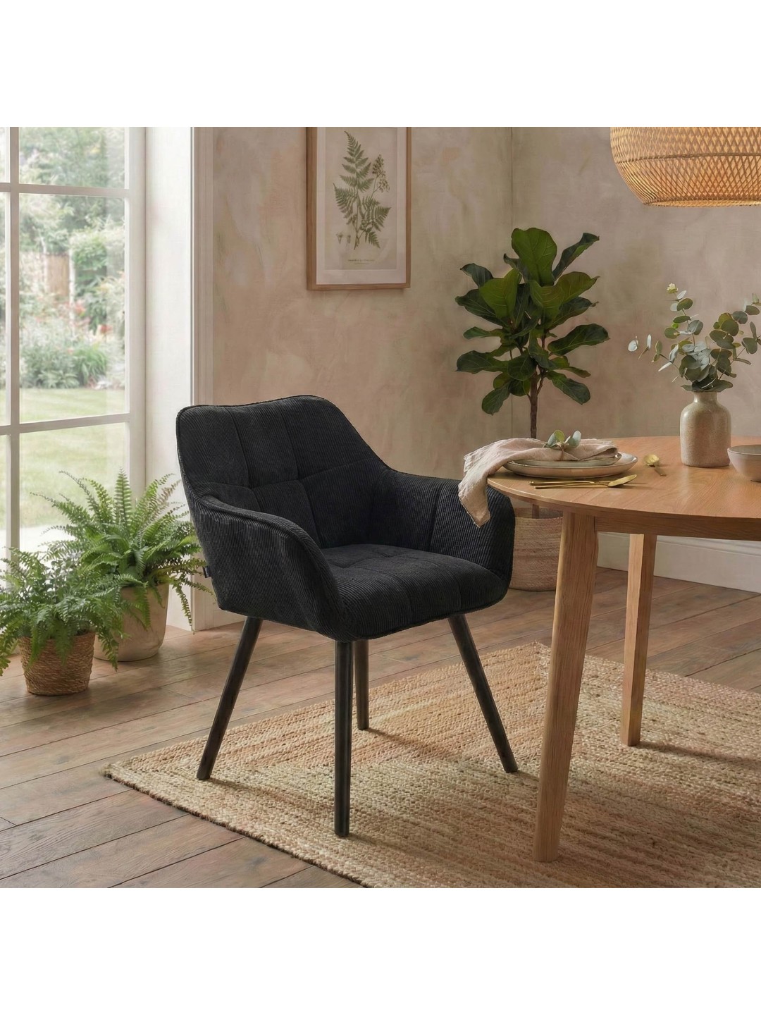 Vienna Cord spisestuestol, sort