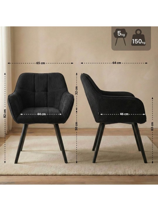 Vienna Cord spisestuestol, sort