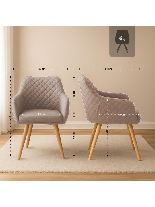 Spisestuestol Gent stof natura, taupe
