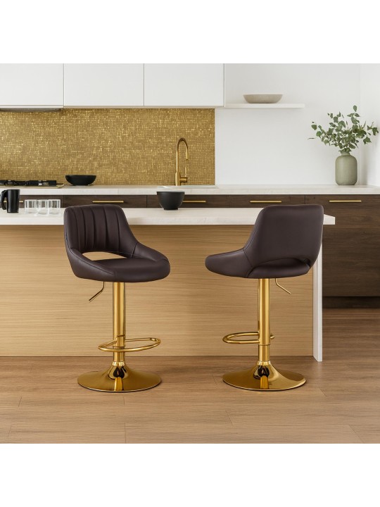 Sæt med 2 barstole Milet kunstlæder G, brun