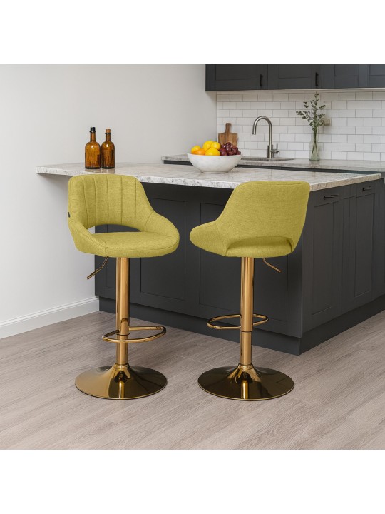 Sæt med 2 barstole Milet stof G, grøn